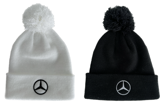 Conjunto de gorra con pompón Mercedes-Benz blanco-negro